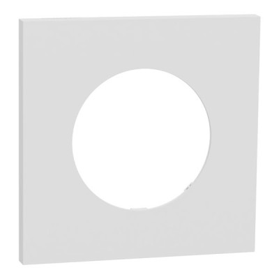 Schneider Odace Métal - plaque de finition 1 poste - effet Céramique Blanc support blanc - Réf : S917702