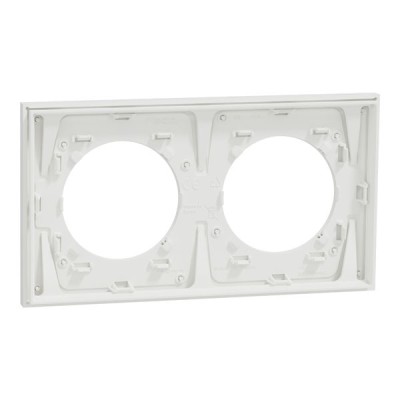 Schneider Odace Métal - plaque de finition 2 postes - effet Céramique Blanc support blanc - Réf : S917704
