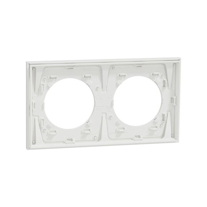 Schneider Odace Métal - plaque de finition 2 postes - effet Céramique Blanc support blanc - Réf : S917704