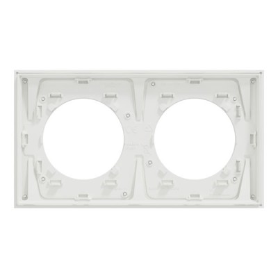 Schneider Odace Métal - plaque de finition 2 postes - effet Céramique Blanc support blanc - Réf : S917704