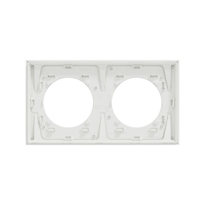 Schneider Odace Métal - plaque de finition 2 postes - effet Céramique Blanc support blanc - Réf : S917704