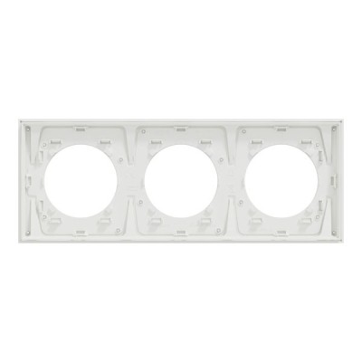 Schneider Odace Métal - plaque de finition 3 postes - effet Céramique Blanc support blanc - Réf : S917706