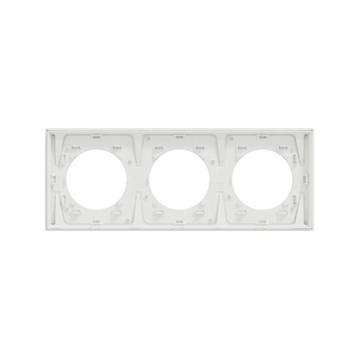 Schneider Odace Métal - plaque de finition 3 postes - effet Céramique Blanc support blanc - Réf : S917706