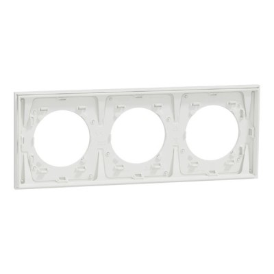 Schneider Odace Métal - plaque de finition 3 postes - effet Céramique Blanc support blanc - Réf : S917706