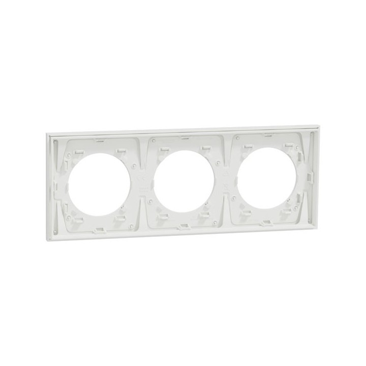 Schneider Odace Métal - plaque de finition 3 postes - effet Céramique Blanc support blanc - Réf : S917706