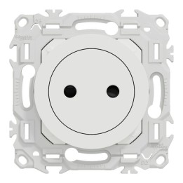 Schneider Odace - prise 2P affleurante - bornes automatiques - blanc craie - Réf : S920033