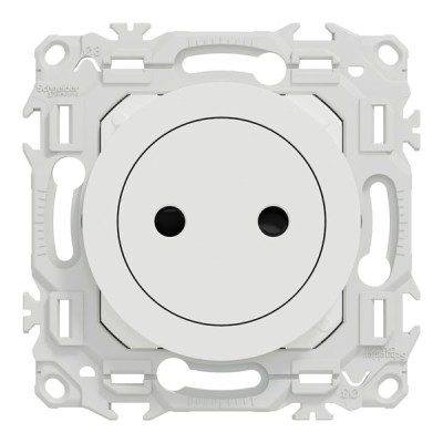 Schneider Odace - prise 2P affleurante - bornes automatiques - blanc craie - Réf : S920033