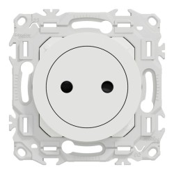 Schneider Odace - prise 2P affleurante - bornes automatiques - blanc craie - Réf : S920033