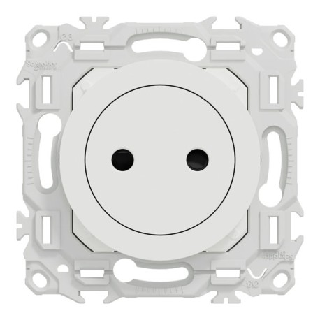 Schneider Odace - prise 2P affleurante - bornes automatiques - blanc craie - Réf : S920033