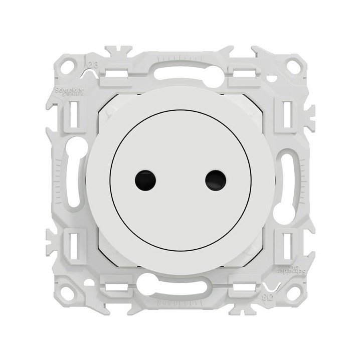Schneider Odace - prise 2P affleurante - bornes automatiques - blanc craie - Réf : S920033