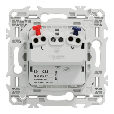 Schneider Odace - prise 2P affleurante - bornes automatiques - blanc craie - Réf : S920033