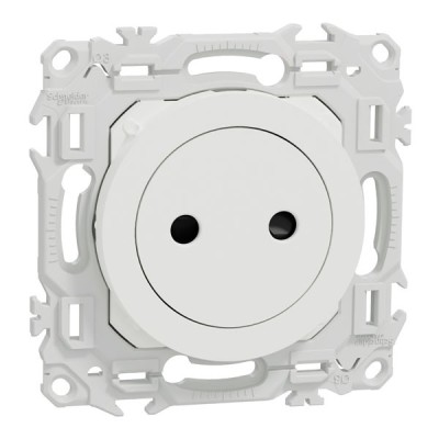 Schneider Odace - prise 2P affleurante - bornes automatiques - blanc craie - Réf : S920033