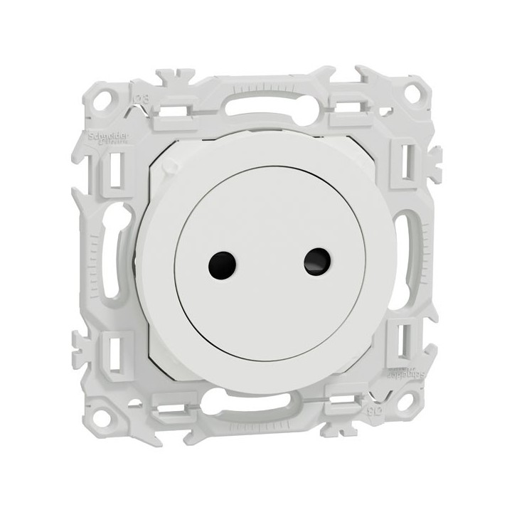 Schneider Odace - prise 2P affleurante - bornes automatiques - blanc craie - Réf : S920033