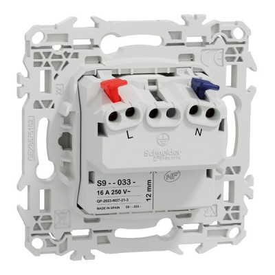 Schneider Odace - prise 2P affleurante - bornes automatiques - blanc craie - Réf : S920033