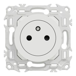 Schneider Odace - prise 2P+T affleurante - bornes automatiques - blanc craie - Réf : S920052