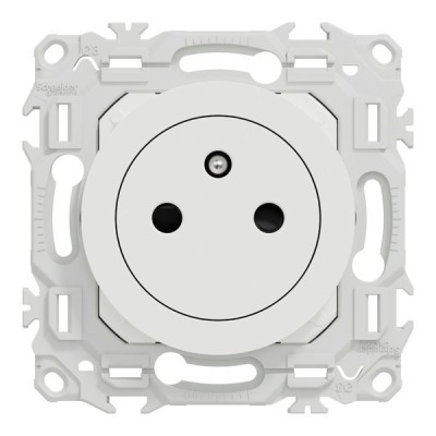Schneider Odace - prise 2P+T affleurante - bornes automatiques - blanc craie - Réf : S920052