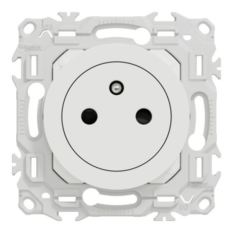 Schneider Odace - prise 2P+T affleurante - bornes automatiques - blanc craie - Réf : S920052