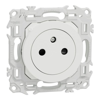Schneider Odace - prise 2P+T affleurante - bornes automatiques - blanc craie - Réf : S920052