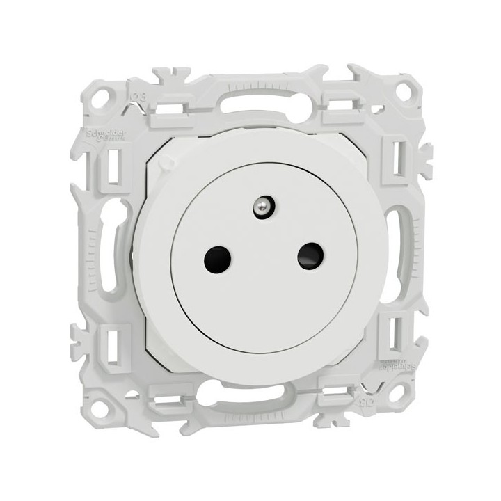 Schneider Odace - prise 2P+T affleurante - bornes automatiques - blanc craie - Réf : S920052