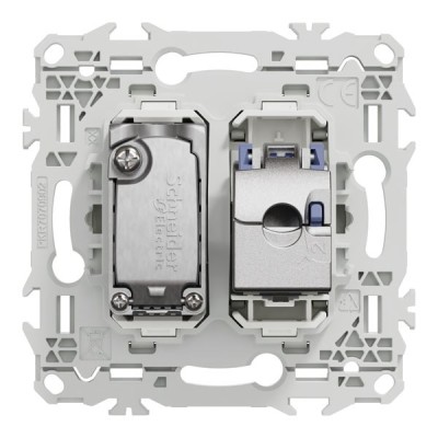 Schneider Odace - prise mixte RJ45 Cat.6 STP + TV - blanc craie - Réf : S920141