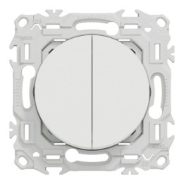 Schneider Odace - double va-et-vient ou poussoir - 10AX - blanc craie - Réf : S920214