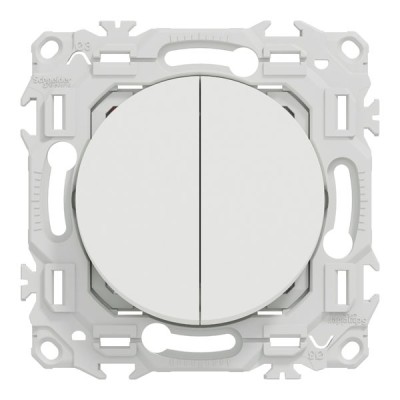 Schneider Odace - double va-et-vient ou poussoir - 10AX - blanc craie - Réf : S920214