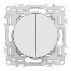 Schneider Odace - double va-et-vient ou poussoir - 10AX - blanc craie - Réf : S920214