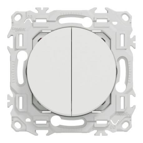 Schneider Odace - double va-et-vient ou poussoir - 10AX - blanc craie - Réf : S920214