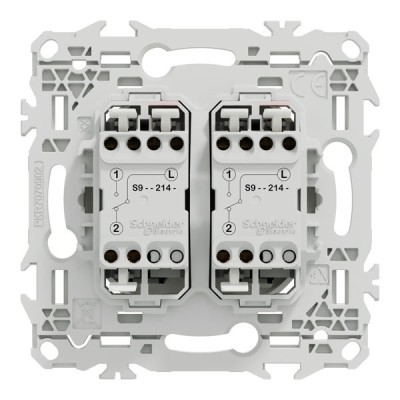 Schneider Odace - double va-et-vient ou poussoir - 10AX - blanc craie - Réf : S920214