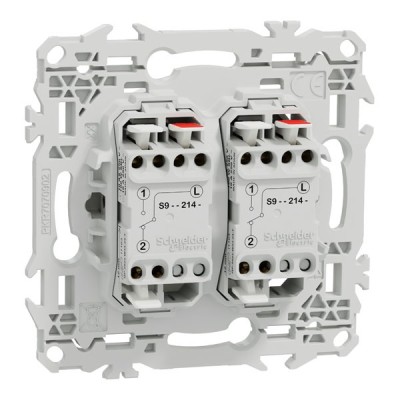 Schneider Odace - double va-et-vient ou poussoir - 10AX - blanc craie - Réf : S920214