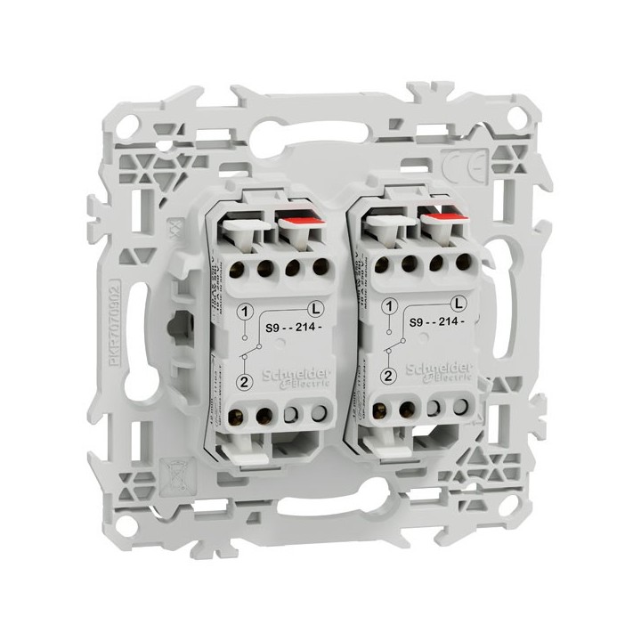Schneider Odace - double va-et-vient ou poussoir - 10AX - blanc craie - Réf : S920214