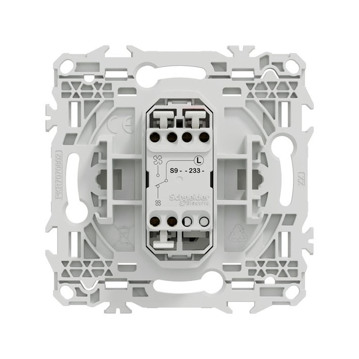 Schneider Odace - inter ou poussoir VMC 2 vitesses - 10AX - blanc craie - Réf : S920233