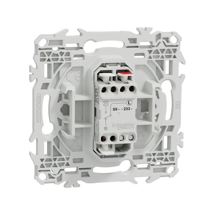 Schneider Odace - inter ou poussoir VMC 2 vitesses - 10AX - blanc craie - Réf : S920233