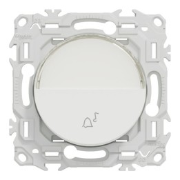 Schneider Odace - bouton-poussoir porte-étiquette - symbole carillon - blanc craie - Réf : S920246