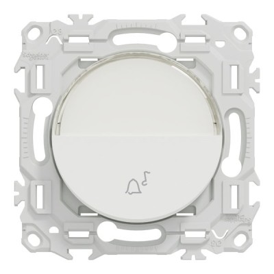 Schneider Odace - bouton-poussoir porte-étiquette - symbole carillon - blanc craie - Réf : S920246