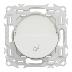 Schneider Odace - bouton-poussoir porte-étiquette - symbole carillon - blanc craie - Réf : S920246