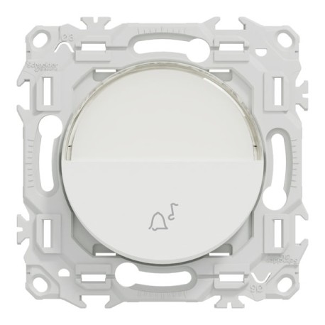 Schneider Odace - bouton-poussoir porte-étiquette - symbole carillon - blanc craie - Réf : S920246