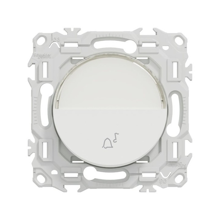 Schneider Odace - bouton-poussoir porte-étiquette - symbole carillon - blanc craie - Réf : S920246