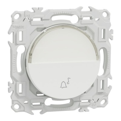 Schneider Odace - bouton-poussoir porte-étiquette - symbole carillon - blanc craie - Réf : S920246