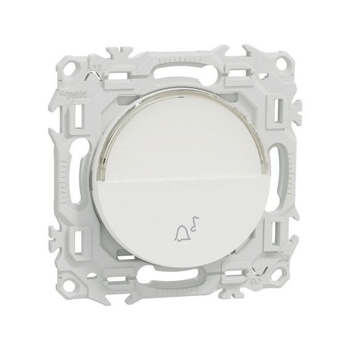 Schneider Odace - bouton-poussoir porte-étiquette - symbole carillon - blanc craie - Réf : S920246
