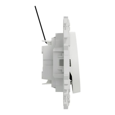 Schneider Odace - va-et-vient ou poussoir lumineux LED verte 0,15mA - 10AX - blanc craie - Réf : S920263