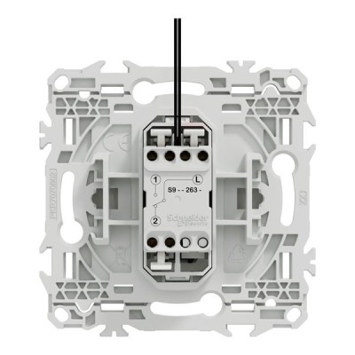 Schneider Odace - va-et-vient ou poussoir lumineux LED verte 0,15mA - 10AX - blanc craie - Réf : S920263