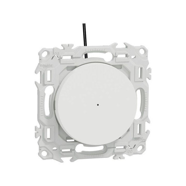 Schneider Odace - va-et-vient ou poussoir lumineux LED verte 0,15mA - 10AX - blanc craie - Réf : S920263