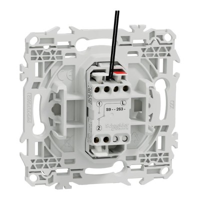 Schneider Odace - va-et-vient ou poussoir lumineux LED verte 0,15mA - 10AX - blanc craie - Réf : S920263