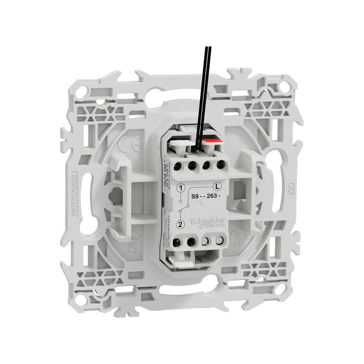 Schneider Odace - va-et-vient ou poussoir lumineux LED verte 0,15mA - 10AX - blanc craie - Réf : S920263