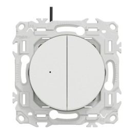 Schneider Odace - double va-et-vient ou poussoir lumineux LED 0,15mA - 10AX - blanc craie - Réf : S920273