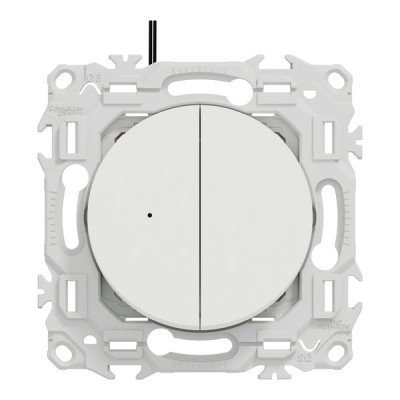 Schneider Odace - double va-et-vient ou poussoir lumineux LED 0,15mA - 10AX - blanc craie - Réf : S920273
