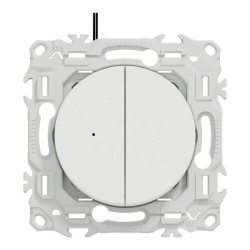 Schneider Odace - double va-et-vient ou poussoir lumineux LED 0,15mA - 10AX - blanc craie - Réf : S920273