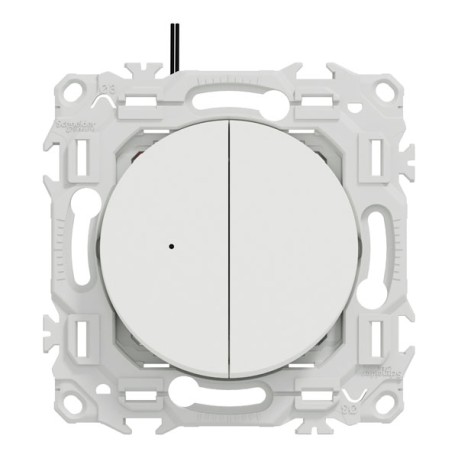 Schneider Odace - double va-et-vient ou poussoir lumineux LED 0,15mA - 10AX - blanc craie - Réf : S920273