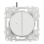 Schneider Odace - double va-et-vient ou poussoir lumineux LED 0,15mA - 10AX - blanc craie - Réf : S920273